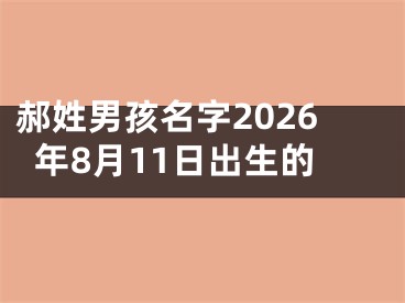 郝姓男孩名字2026年8月11日出生的