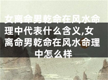 女离命男乾命在风水命理中代表什么含义,女离命男乾命在风水命理中怎么样