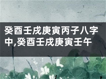 癸酉壬戌庚寅丙子八字中,癸酉壬戌庚寅壬午