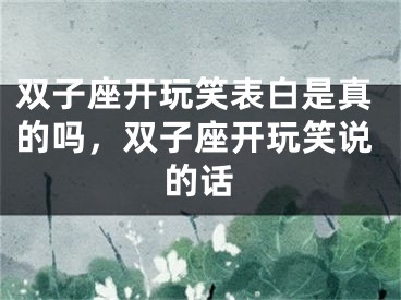 双子座开玩笑表白是真的吗，双子座开玩笑说的话