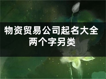物资贸易公司起名大全两个字另类