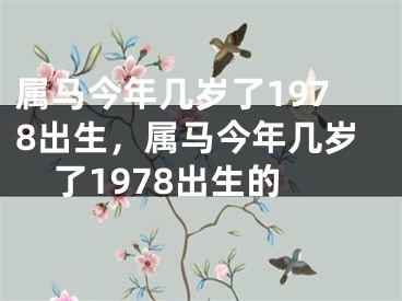 属马今年几岁了1978出生，属马今年几岁了1978出生的