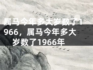 属马今年多大岁数了1966，属马今年多大岁数了1966年