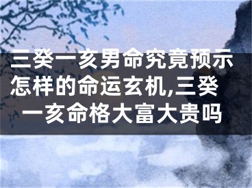 三癸一亥男命究竟预示怎样的命运玄机,三癸一亥命格大富大贵吗