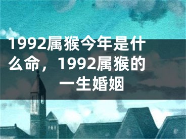 1992属猴今年是什么命，1992属猴的一生婚姻