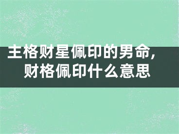 主格财星佩印的男命,财格佩印什么意思