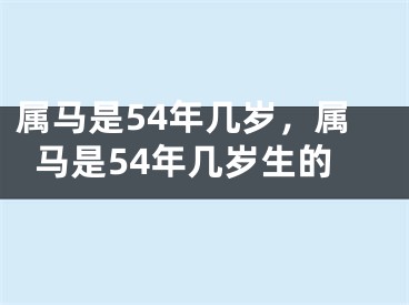 属马是54年几岁，属马是54年几岁生的
