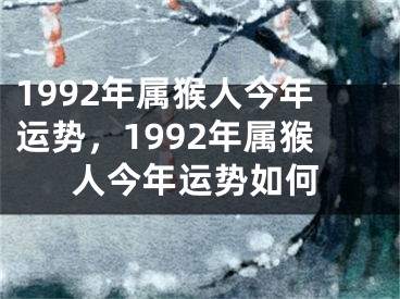 1992年属猴人今年运势，1992年属猴人今年运势如何