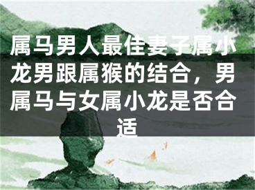 属马男人最佳妻子属小龙男跟属猴的结合，男属马与女属小龙是否合适