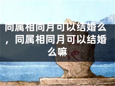 同属相同月可以结婚么,同属相同月可以结婚么嘛