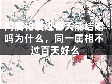 同属相没过百天能结婚吗为什么，同一属相不过百天好么