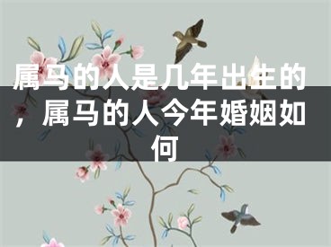 属马的人是几年出生的,属马的人今年婚姻如何