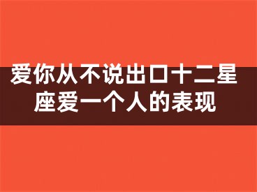爱你从不说出口十二星座爱一个人的表现