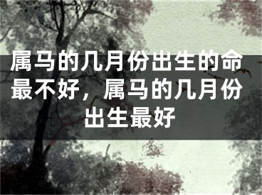 属马的几月份出生的命最不好,属马的几月份出生最好