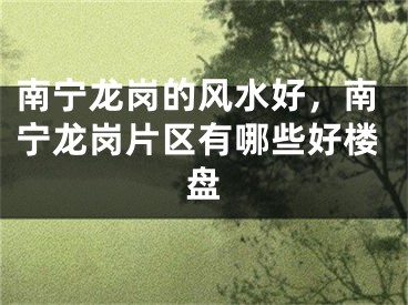 南宁龙岗的风水好，南宁龙岗片区有哪些好楼盘
