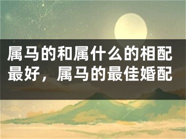 属马的和属什么的相配最好，属马的最佳婚配
