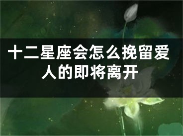 十二星座会怎么挽留爱人的即将离开