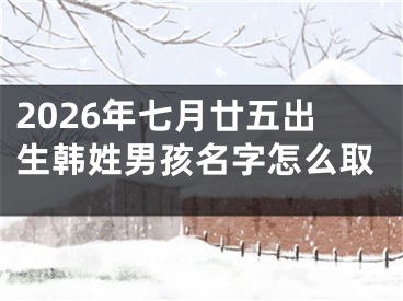 2026年七月廿五出生韩姓男孩名字怎么取