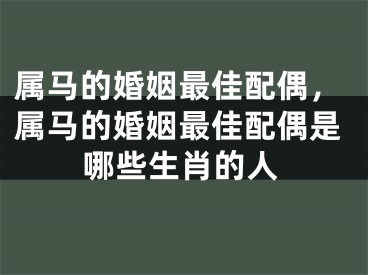 属马的婚姻最佳配偶，属马的婚姻最佳配偶是哪些生肖的人