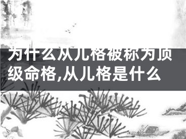 为什么从儿格被称为顶级命格,从儿格是什么