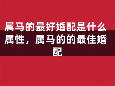 属马的最好婚配是什么属性,属马的的最佳婚配