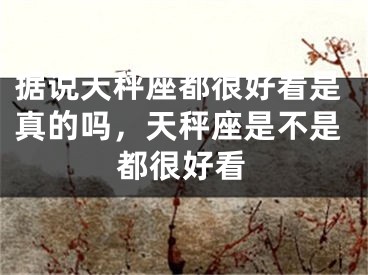 据说天秤座都很好看是真的吗,天秤座是不是都很好看