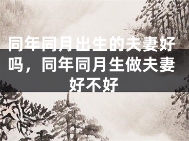 同年同月出生的夫妻好吗，同年同月生做夫妻好不好
