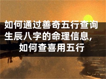 如何通过善奇五行查询生辰八字的命理信息,如何查喜用五行
