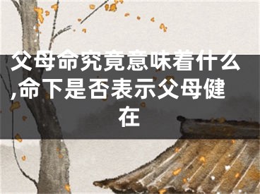 父母命究竟意味着什么,命下是否表示父母健在