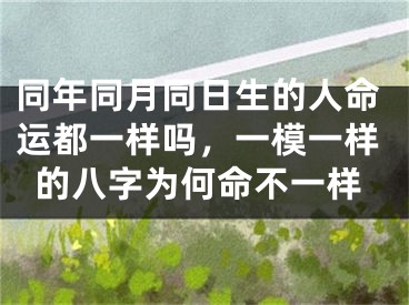 同年同月同日生的人命运都一样吗，一模一样的八字为何命不一样