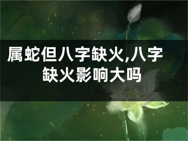 属蛇但八字缺火,八字缺火影响大吗