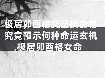 极居卯酉格文星拱命格究竟预示何种命运玄机,极居卯酉格女命