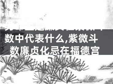 男命主是廉贞在紫微斗数中代表什么,紫微斗数廉贞化忌在福德宫