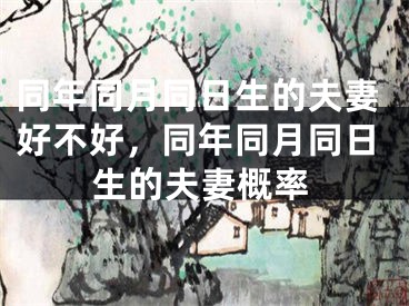 同年同月同日生的夫妻好不好,同年同月同日生的夫妻概率