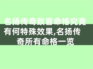 名扬传奇致盲命格究竟有何特殊效果,名扬传奇所有命格一览