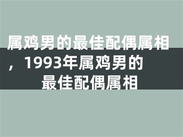 属鸡男的最佳配偶属相,1993年属鸡男的最佳配偶属相