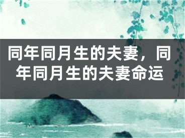 同年同月生的夫妻,同年同月生的夫妻命运