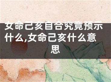 女命己亥自合究竟预示什么,女命己亥什么意思