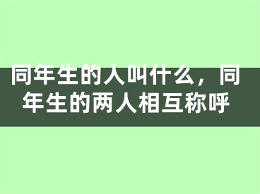 同年生的人叫什么,同年生的两人相互称呼
