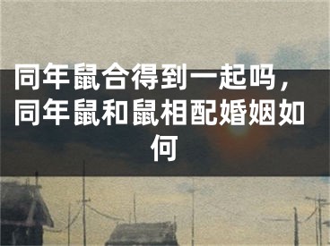 同年鼠合得到一起吗,同年鼠和鼠相配婚姻如何