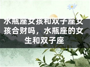 水瓶座女孩和双子座女孩合财吗，水瓶座的女生和双子座
