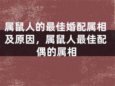 属鼠人的最佳婚配属相及原因，属鼠人最佳配偶的属相