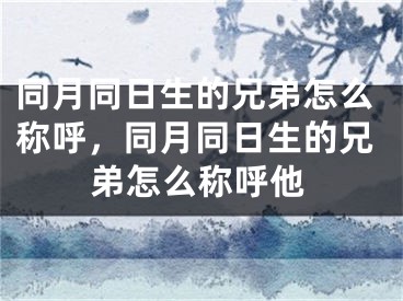 同月同日生的兄弟怎么称呼，同月同日生的兄弟怎么称呼他