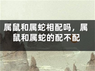属鼠和属蛇相配吗，属鼠和属蛇的配不配