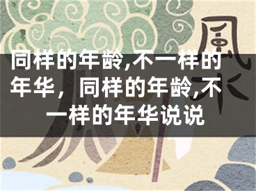 同样的年龄,不一样的年华,同样的年龄,不一样的年华说说