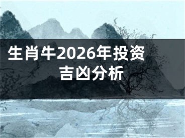 生肖牛2026年投资吉凶分析