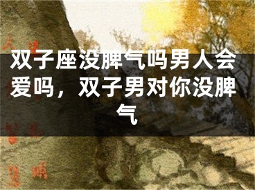 双子座没脾气吗男人会爱吗，双子男对你没脾气