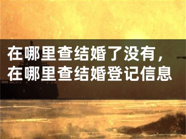 在哪里查结婚了没有，在哪里查结婚登记信息