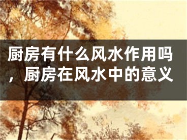 厨房有什么风水作用吗，厨房在风水中的意义