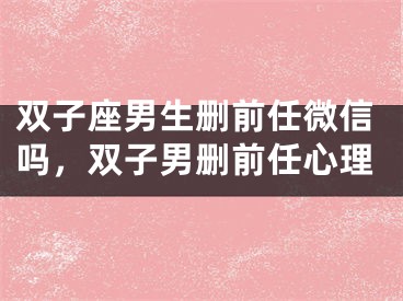 双子座男生删前任微信吗，双子男删前任心理